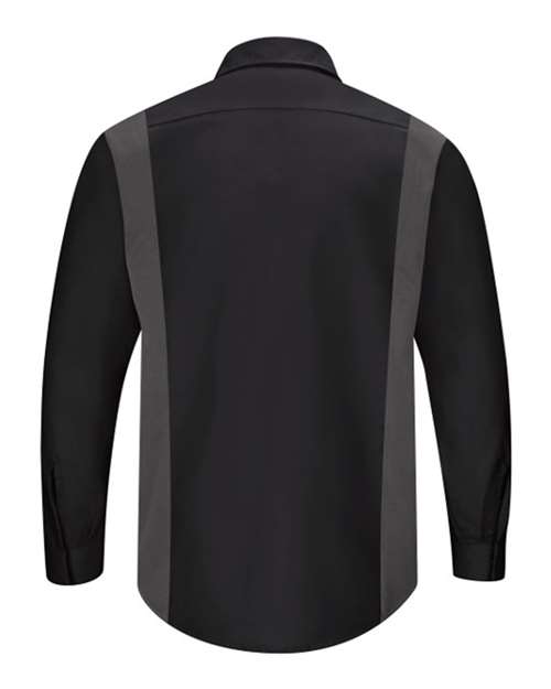 Custom EmbroideredRed Kap Men's Tall Performance Plus Long Sleeve Shirt with OilBlok Technology 7462 Black/ Charcoal