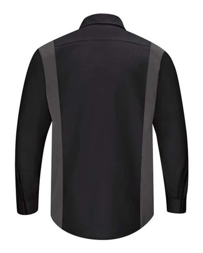 Custom EmbroideredRed Kap Men's Tall Performance Plus Long Sleeve Shirt with OilBlok Technology 7462 Black/ Charcoal