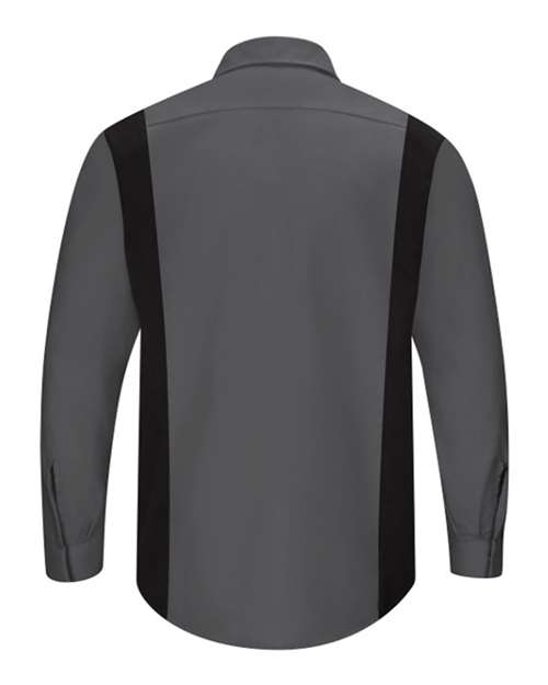 Custom EmbroideredRed Kap Men's Tall Performance Plus Long Sleeve Shirt with OilBlok Technology 7462 Charcoal/ Black