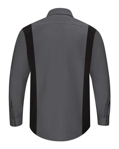 Custom EmbroideredRed Kap Men's Tall Performance Plus Long Sleeve Shirt with OilBlok Technology 7462 Charcoal/ Black