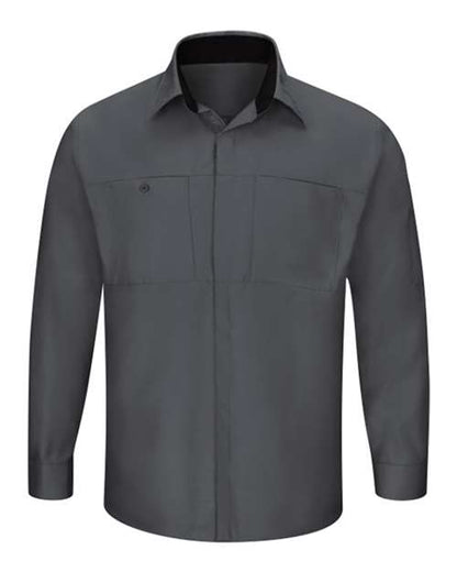 Red Kap Performance Plus Long Sleeve Shirt with OilBlok Technology - Tall Sizes SY32T Custom Embroidered Business Logo