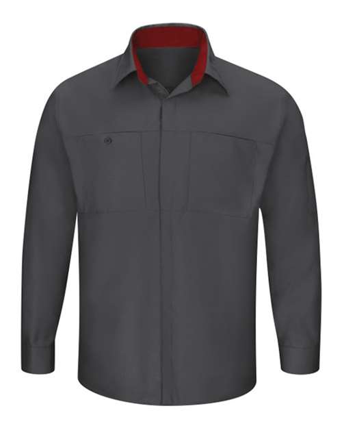 Red Kap Performance Plus Long Sleeve Shirt with OilBlok Technology - Tall Sizes SY32T Custom Embroidered Business Logo