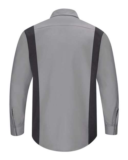 Custom EmbroideredRed Kap Men's Tall Performance Plus Long Sleeve Shirt with OilBlok Technology 7462 Light Grey/ Charcoal