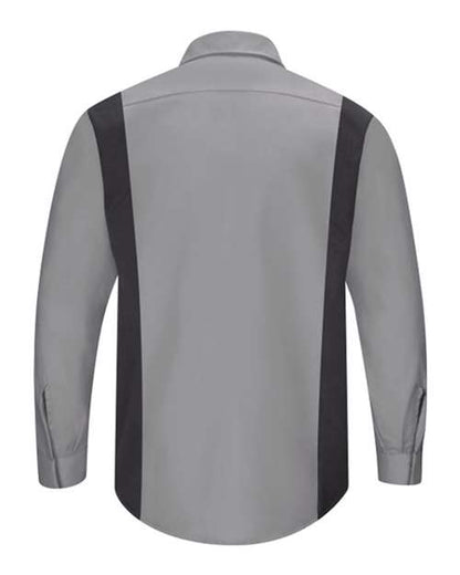 Custom EmbroideredRed Kap Men's Tall Performance Plus Long Sleeve Shirt with OilBlok Technology 7462 Light Grey/ Charcoal
