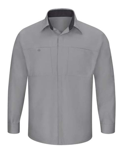 Red Kap Performance Plus Long Sleeve Shirt with OilBlok Technology - Tall Sizes SY32T Custom Embroidered Business Logo