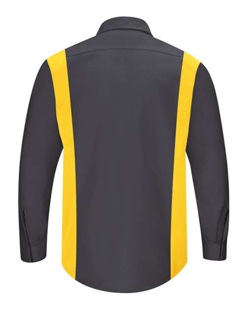 Custom EmbroideredRed Kap Men's Tall Performance Plus Long Sleeve Shirt with OilBlok Technology 7462 Charcoal/ Yellow