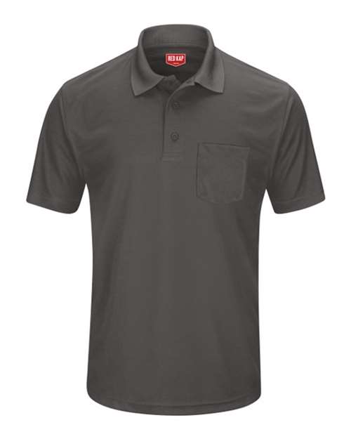 Red Kap Short Sleeve Performance Knit Pocket Polo SK98 Charcoal Custom Embroidered Business Logo