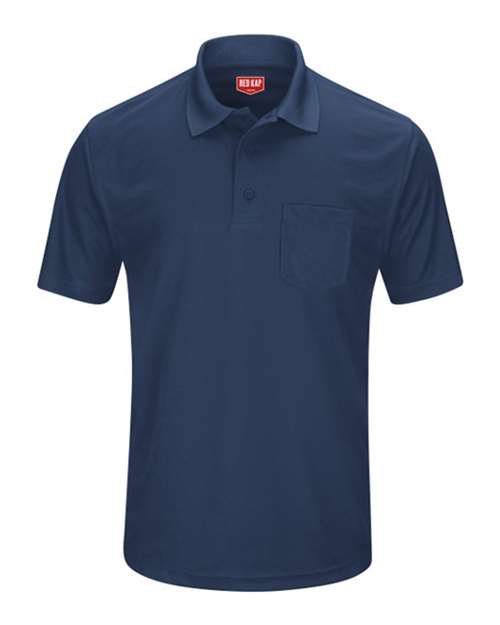 Red Kap Short Sleeve Performance Knit Pocket Polo SK98 Navy Custom Embroidered Business Logo