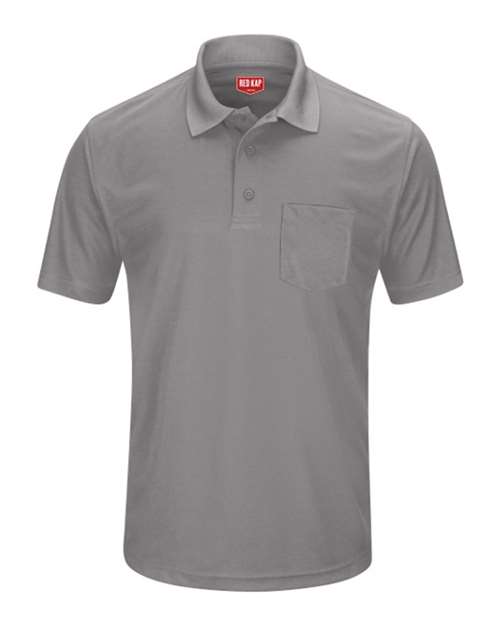 Red Kap Short Sleeve Performance Knit Pocket Polo SK98 Grey Custom Embroidered Business Logo