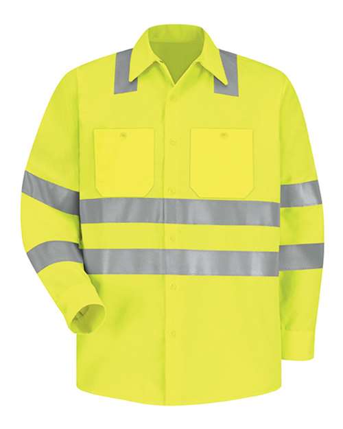 Red Kap Enhanced Visibility Long Sleeve Work Shirt SS14 Custom Embroidered Business Logo