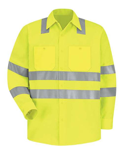 Red Kap Enhanced Visibility Long Sleeve Work Shirt SS14 Custom Embroidered Business Logo