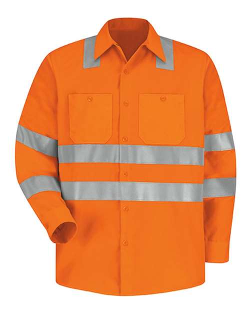 Red Kap Men's High Visibility Safety Long Sleeve Work Shirt SS14HV