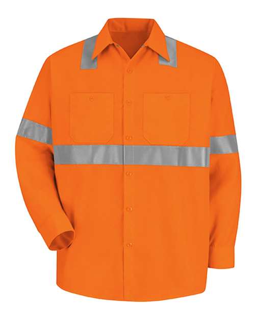 Red Kap Men's High Visibility Safety Long Sleeve Work Shirt SS14HV
