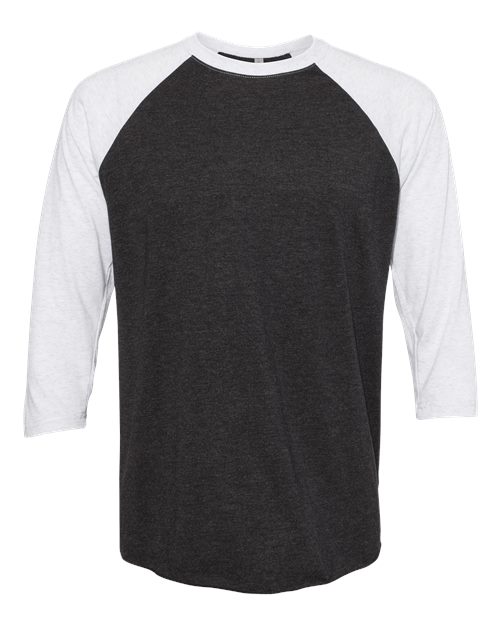 Next Level Triblend Three-Quarter Raglan T-Shirt 6051 Heather White/ Vintage Black