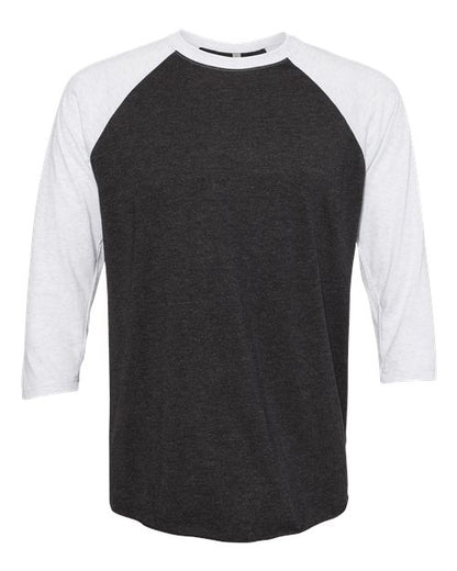Next Level Triblend Three-Quarter Raglan T-Shirt 6051 Heather White/ Vintage Black