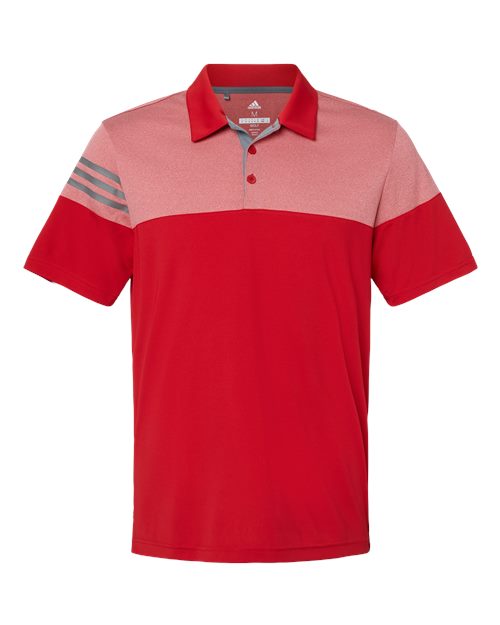 Adidas Heathered 3-Stripes Colorblocked Polo A213 Custom Embroidered Business Logo