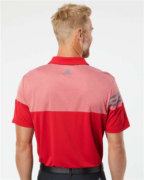 Adidas Heathered 3-Stripes Colorblocked Polo A213 Custom Embroidered Business Logo