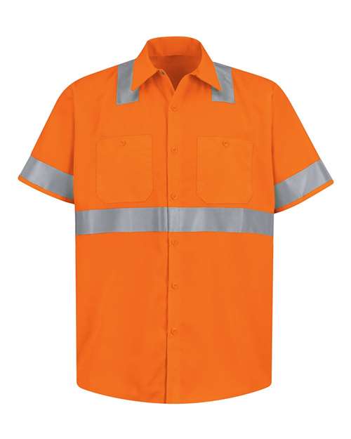 Red Kap High Visibility Safety Short Sleeve Work Shirt - Tall Sizes SS24HVT Custom Embroidered Business Logo