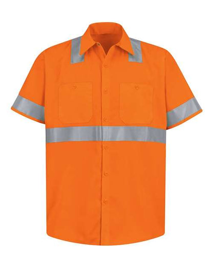 Red Kap High Visibility Safety Short Sleeve Work Shirt - Tall Sizes SS24HVT Custom Embroidered Business Logo