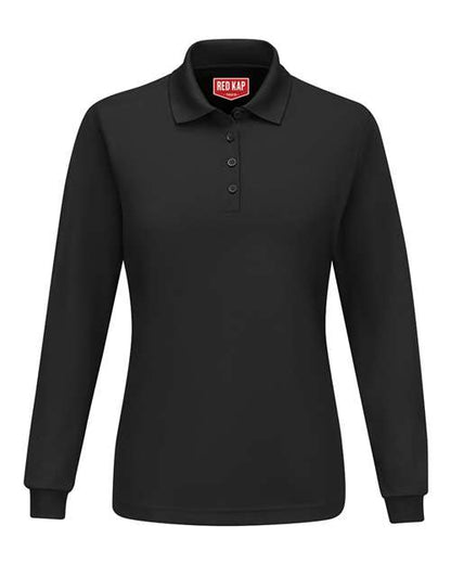 Red Kap Women's Long Sleeve Performance Knit Polo SK7L Custom Embroidered Business Logo