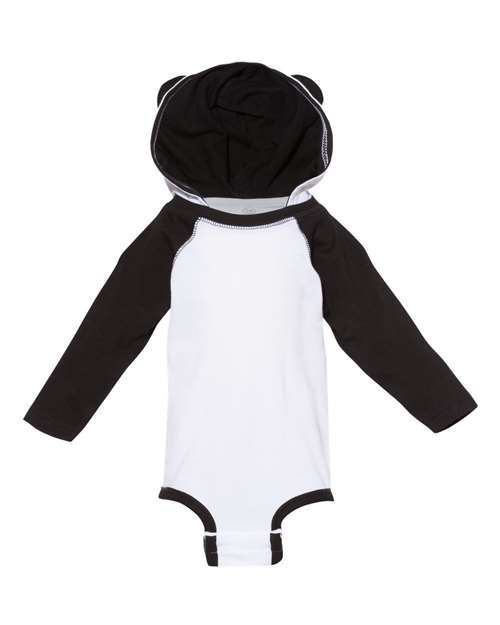 Rabbit Skins Fine Jersey Infant Character Hooded Long Sleeve Bodysuit with Ears 4418