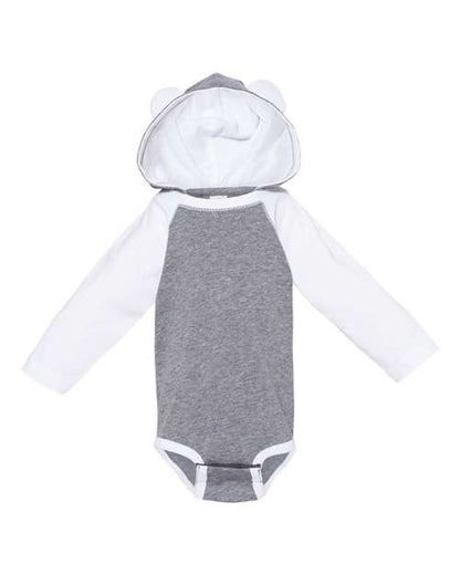 Rabbit Skins Fine Jersey Infant Character Hooded Long Sleeve Bodysuit with Ears 4418