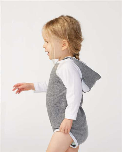 Rabbit Skins Fine Jersey Infant Character Hooded Long Sleeve Bodysuit with Ears 4418