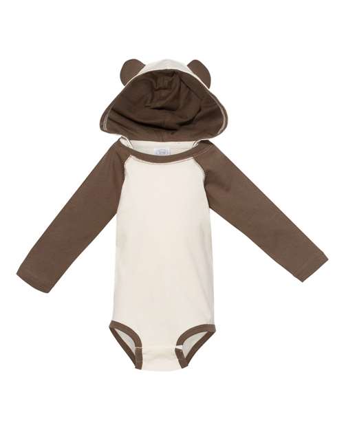 Rabbit Skins Fine Jersey Infant Character Hooded Long Sleeve Bodysuit with Ears 4418