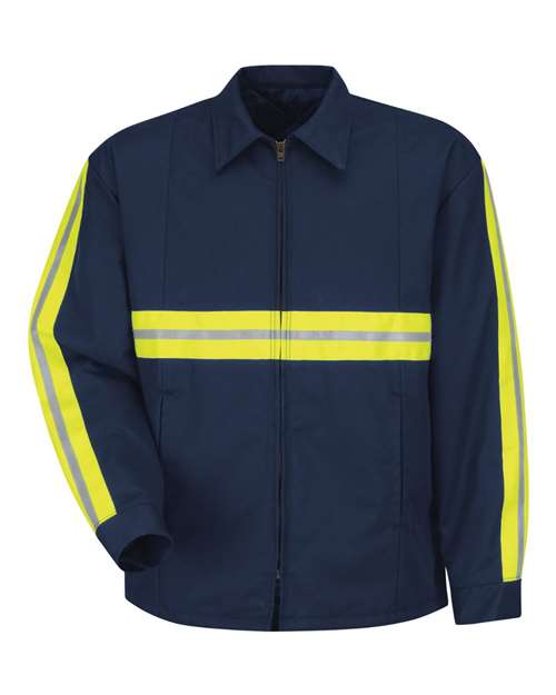 Red Kap Enhanced Visibility Perma-Lined Panel Jacket JT50EN Custom Embroidered Business Logo