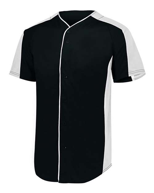 Custom EmbroideredAugusta Sportswear Men's Full Button Baseball Jersey 7812 Black/ White