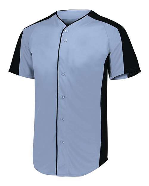 Custom EmbroideredAugusta Sportswear Men's Full Button Baseball Jersey 7812 Blue Grey/ Black