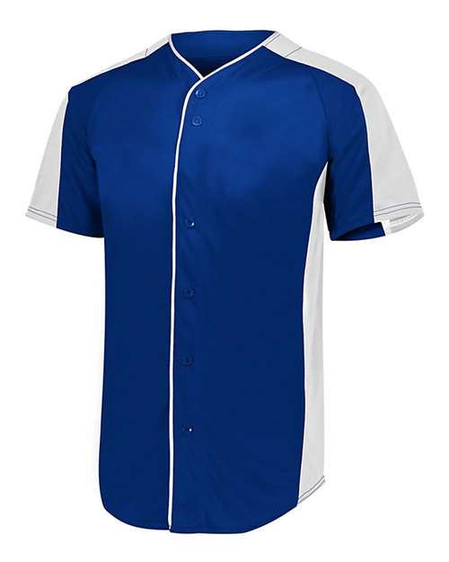 Custom EmbroideredAugusta Sportswear Men's Full Button Baseball Jersey 7812 Navy/ White