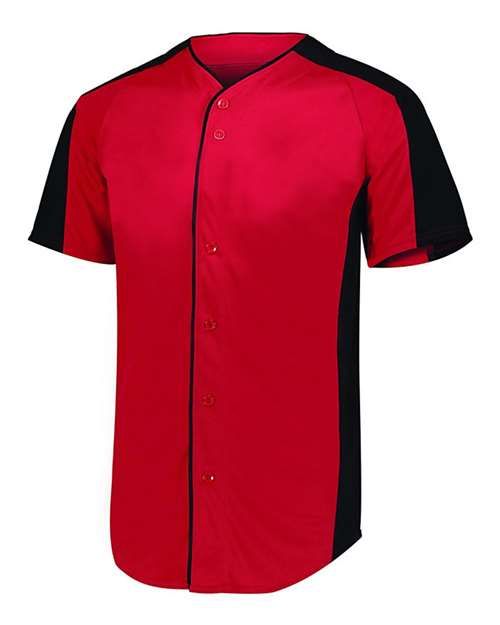 Custom EmbroideredAugusta Sportswear Men's Full Button Baseball Jersey 7812 Red/ Black