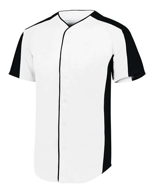 Custom EmbroideredAugusta Sportswear Men's Full Button Baseball Jersey 7812 White/ Black