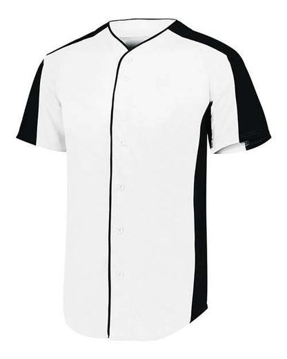 Custom EmbroideredAugusta Sportswear Men's Full Button Baseball Jersey 7812 White/ Black
