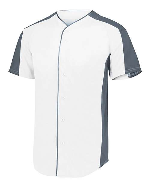 Custom EmbroideredAugusta Sportswear Men's Full Button Baseball Jersey 7812 White/ Graphite