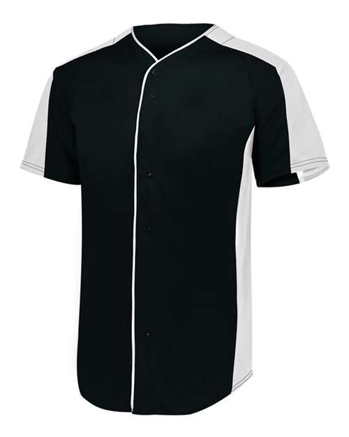 Custom EmbroideredAugusta Sportswear Youth Full Button Baseball Jersey 5275 Black/ White