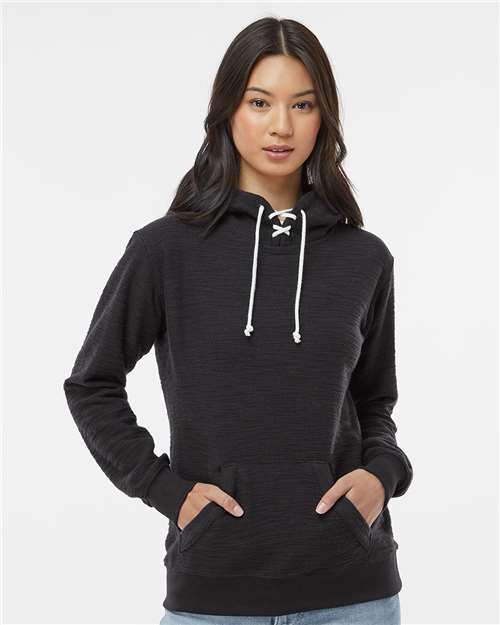 Custom Embroidered  J. America Women’s French Terry Sport Lace Scuba Hooded Pullover 8694  