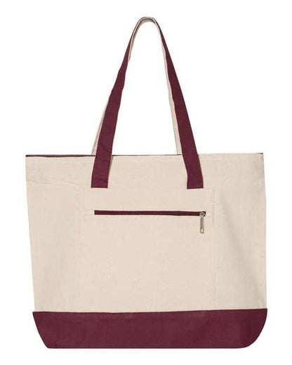 Q-Tees 19L Zippered Tote Q1300 Custom Embroidered Business Logo