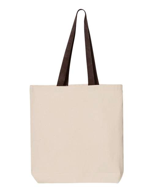 Q-Tees 11L Canvas Tote with Contrast-Color Handles Q4400 Custom Embroidered Business Logo