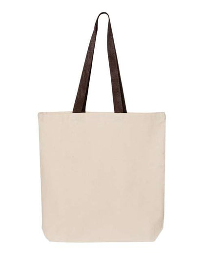 Q-Tees 11L Canvas Tote with Contrast-Color Handles Q4400 Custom Embroidered Business Logo