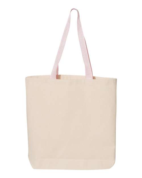 Q-Tees 11L Canvas Tote with Contrast-Color Handles Q4400 Custom Embroidered Business Logo