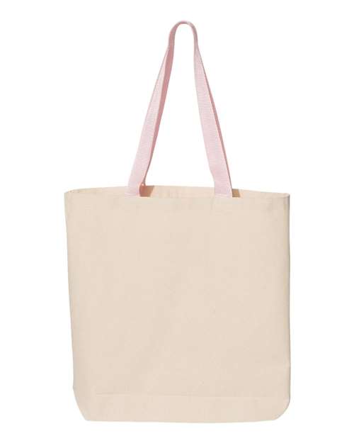 Q-Tees 11L Canvas Tote with Contrast-Color Handles Q4400 Custom Embroidered Business Logo