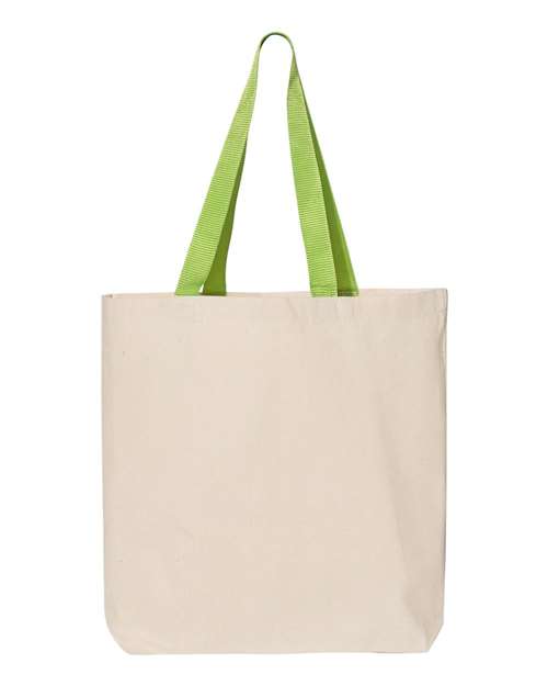 Q-Tees 11L Canvas Tote with Contrast-Color Handles Q4400 Custom Embroidered Business Logo