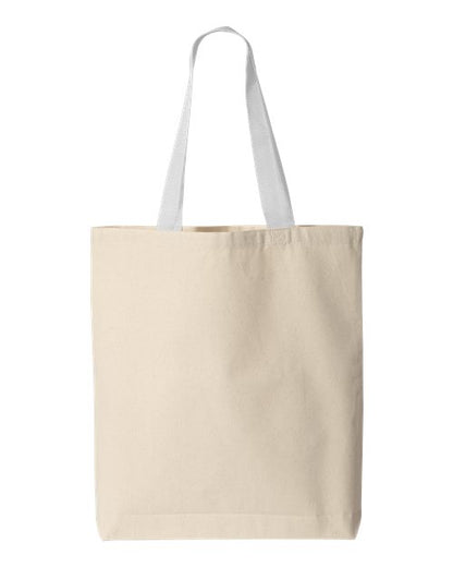 Q-Tees 11L Canvas Tote with Contrast-Color Handles Q4400 Custom Embroidered Business Logo