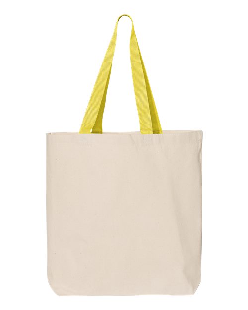 Q-Tees 11L Canvas Tote with Contrast-Color Handles Q4400 Custom Embroidered Business Logo