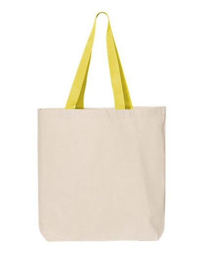 Q-Tees 11L Canvas Tote with Contrast-Color Handles Q4400 Custom Embroidered Business Logo