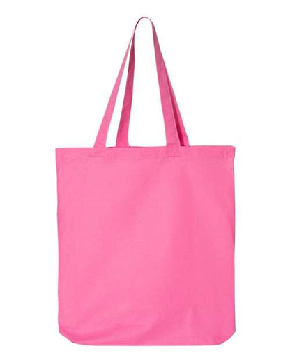 Q-Tees Economical Tote with Contrast-Color Handles QTB6000 Custom Embroidered Business Logo