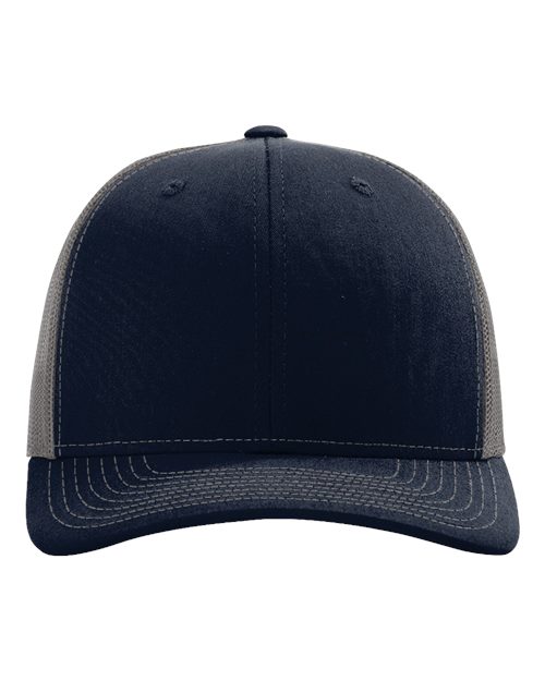 Richardson Snapback Trucker Cap 112 Navy/ Charcoal Custom Embroidered Business Logo