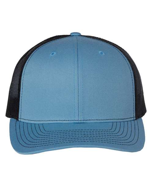 Richardson Snapback Trucker Cap 112 Columbia Blue/ Black Custom Embroidered Business Logo